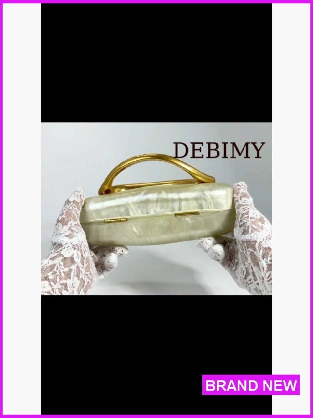 Acrylic Clutch Box Metal Handle Evening Bag Trendy Shoulder Crossbody Purse - Picture 7 of 7